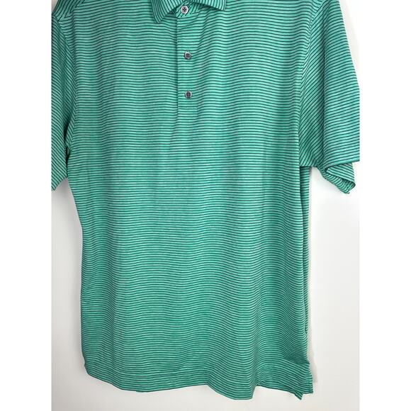FOOTJOY FJ Golf Polo Shirt Striped Green Short Sleeve Athletic Men's Size Large - Picture 6 of 8